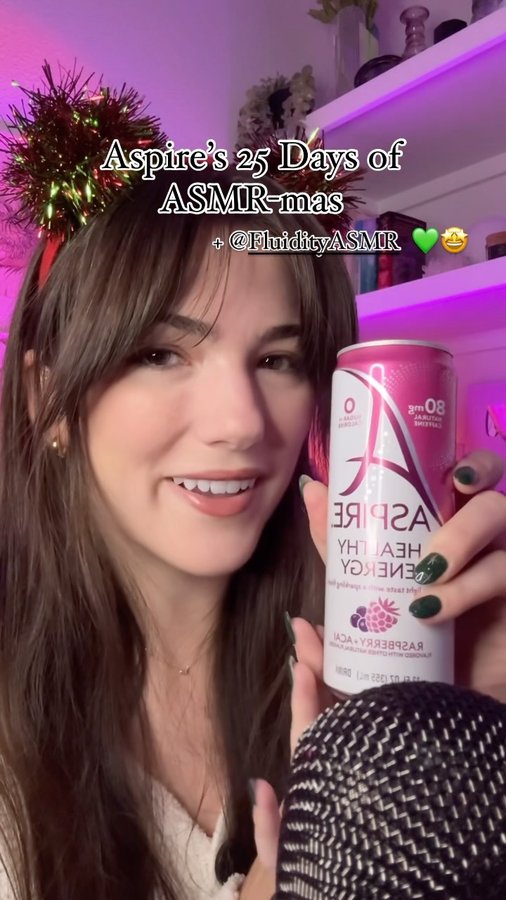 Instagram post by @fluidityasmr for Aspire Drinks. Caption reads: ✨ Whispering with excitement! We’re thrilled to be....