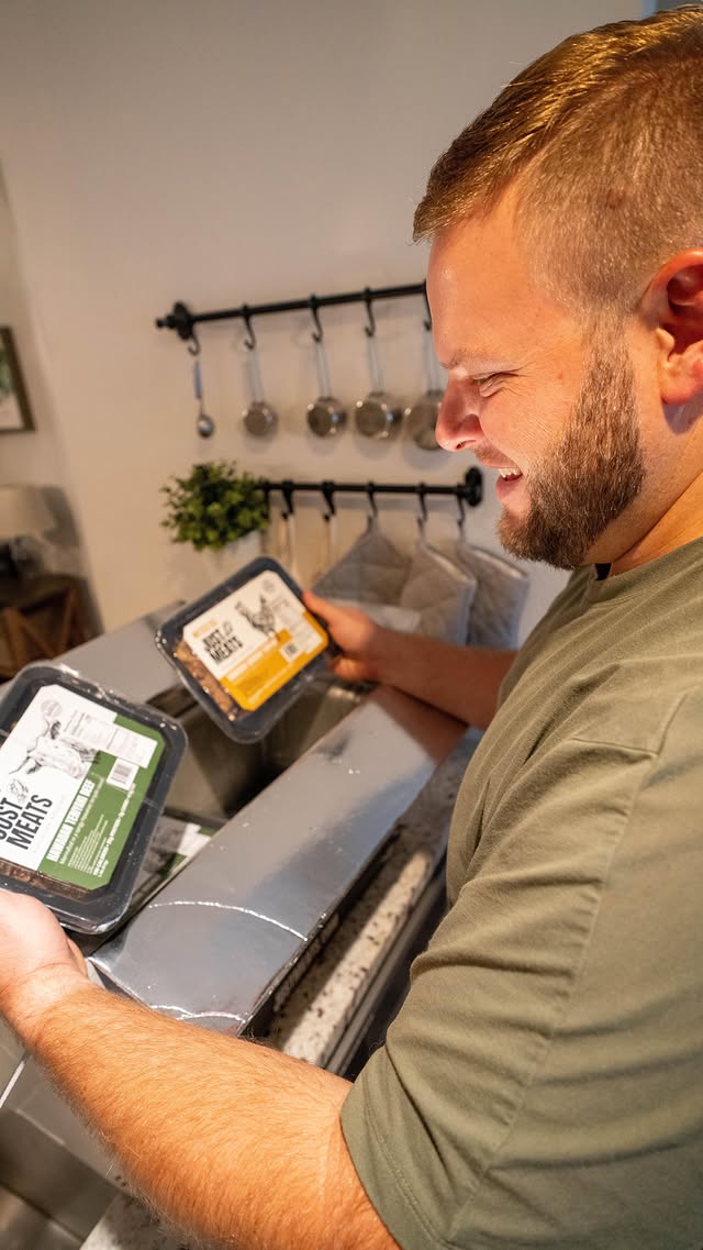 Instagram post by @theadventurecrews for Just Meats. Caption reads: [...] health while back on land. Thankfully,....