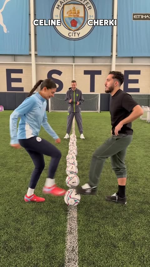 Instagram post by @celine.dept for Manchester City. Caption reads: Cherki didn't even look down once.. 👀😅.