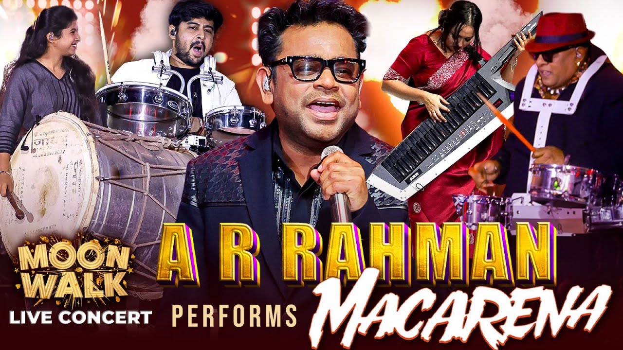 YouTube post by @Behindwoodstv for Luxe Entertainment. Caption reads: ARR's Electric Live Performance🤩Macarena -....