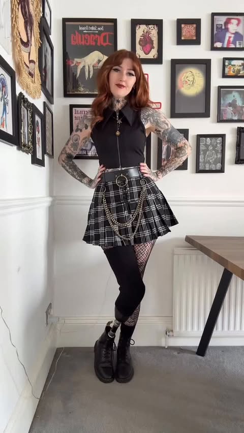 Instagram post by @gothgingerspice for Damaged Society. Caption reads: skirt & top are from the lovely....
