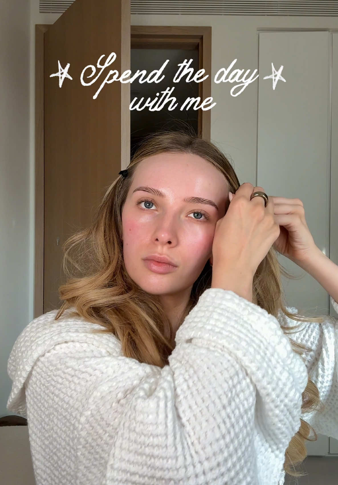 TikTok post by @meg.ofitness for MAKEUP BY MARIO. Caption reads: [...] the day with me + trying @makeupbymario....