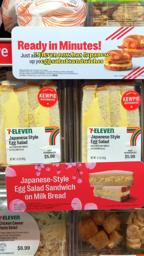 Instagram post by @foodwithbros for 7-Eleven. Caption reads: The popular Japanese egg salad sandwich is now....