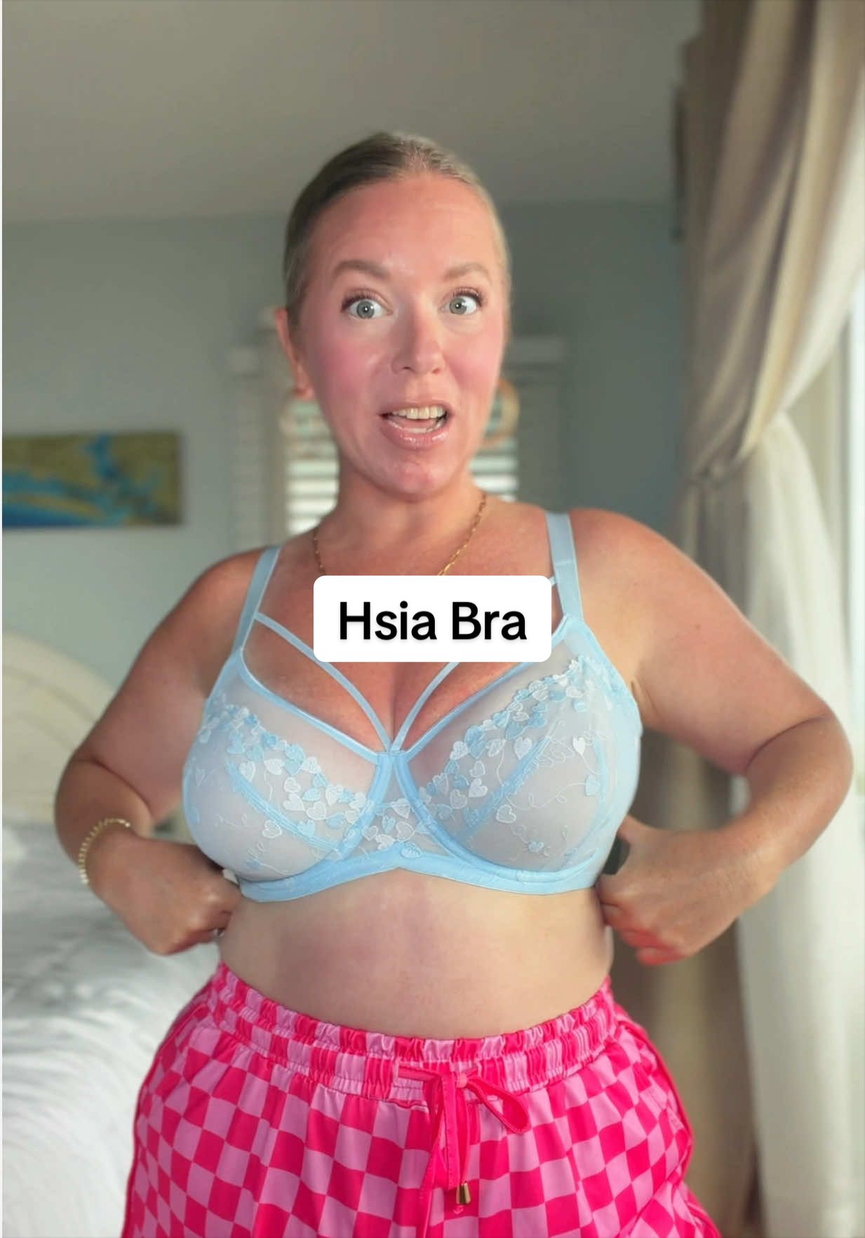 TikTok post by an influencer for HSIA. Caption reads: [...] feel GOOD in our pretty bras!! @Hsia-Bras....