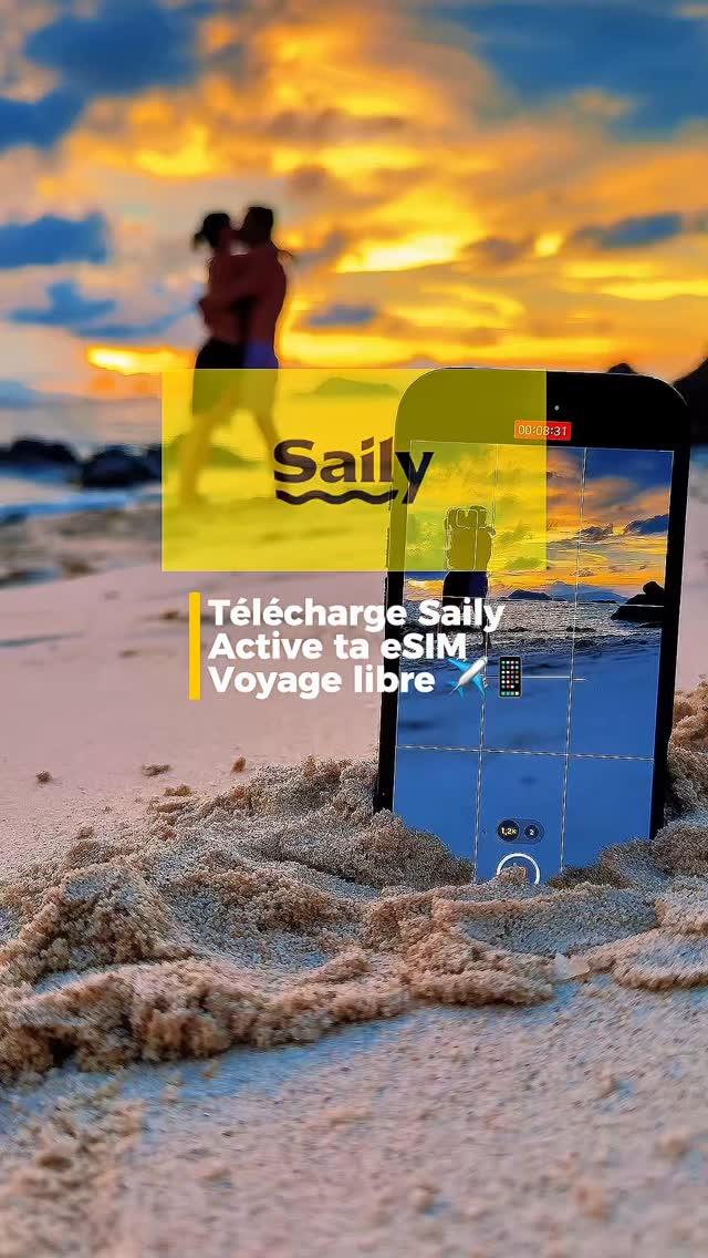 Instagram post by @daddy.flex.family for Saily. Caption reads: 📱✈️ Saily x Thaïlande
‌
🚨 Finie la galère des....
