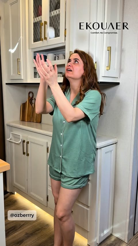 Instagram post by @ozberrry for Ekouaer. Caption reads: [...] my day with coffee ☕ and my Ekouaer pajamas....