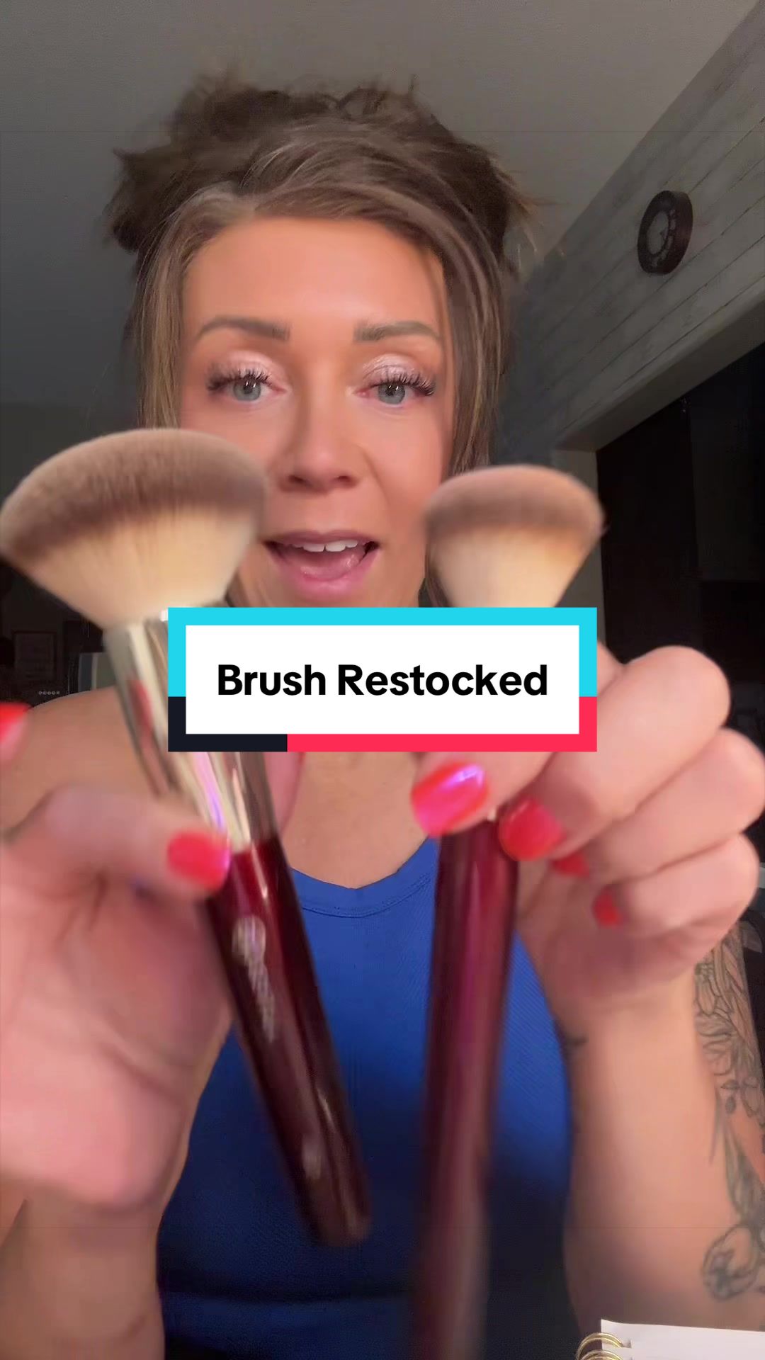 TikTok post by @ashmartodam for BK Beauty. Caption reads: [...] @Ashley two of my most used brushes by @BK....