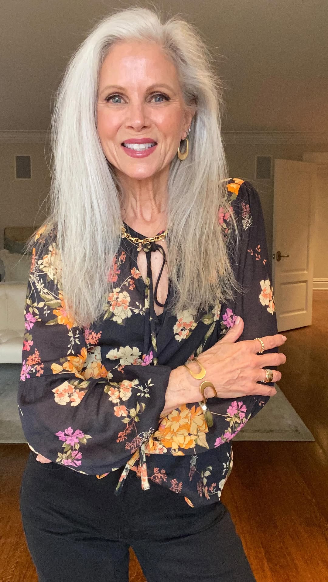 Instagram post by @whitehairwisdom for RMS BEAUTY. Caption reads: “Be yourself ….
Love yourself
Trust ....