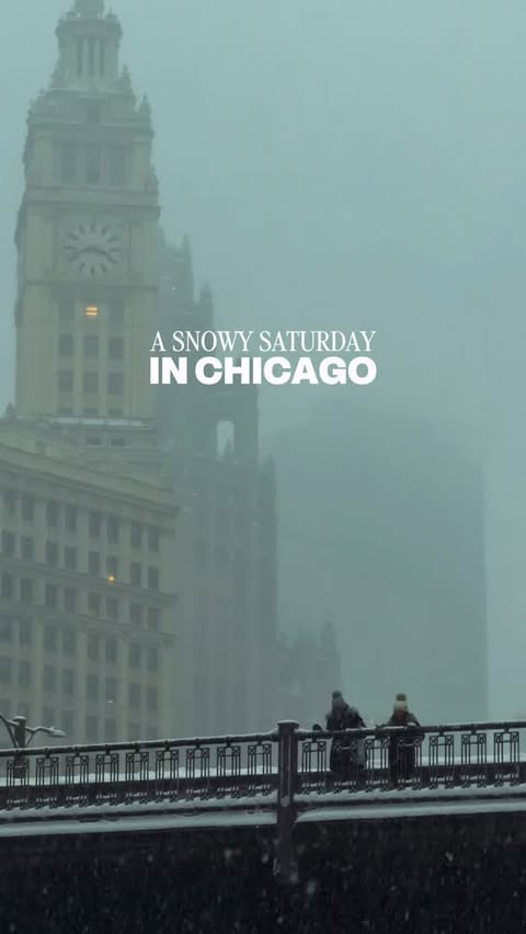 Instagram post by @hausofheidior for Choose Chicago. Caption reads: Chicago turned into a snow globe today.....