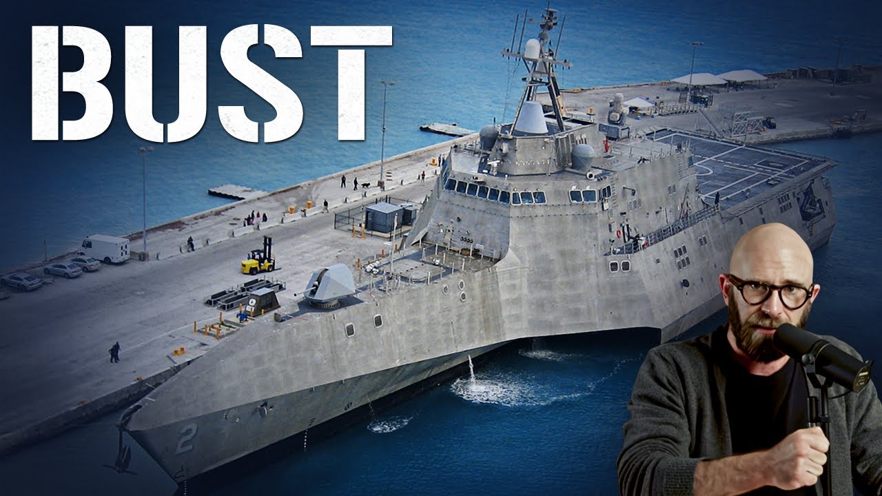 YouTube post by @megaprojects9649 for Squarespace. Caption reads: Littoral Combat Ships, The US Navy's $22Bn Vessels....