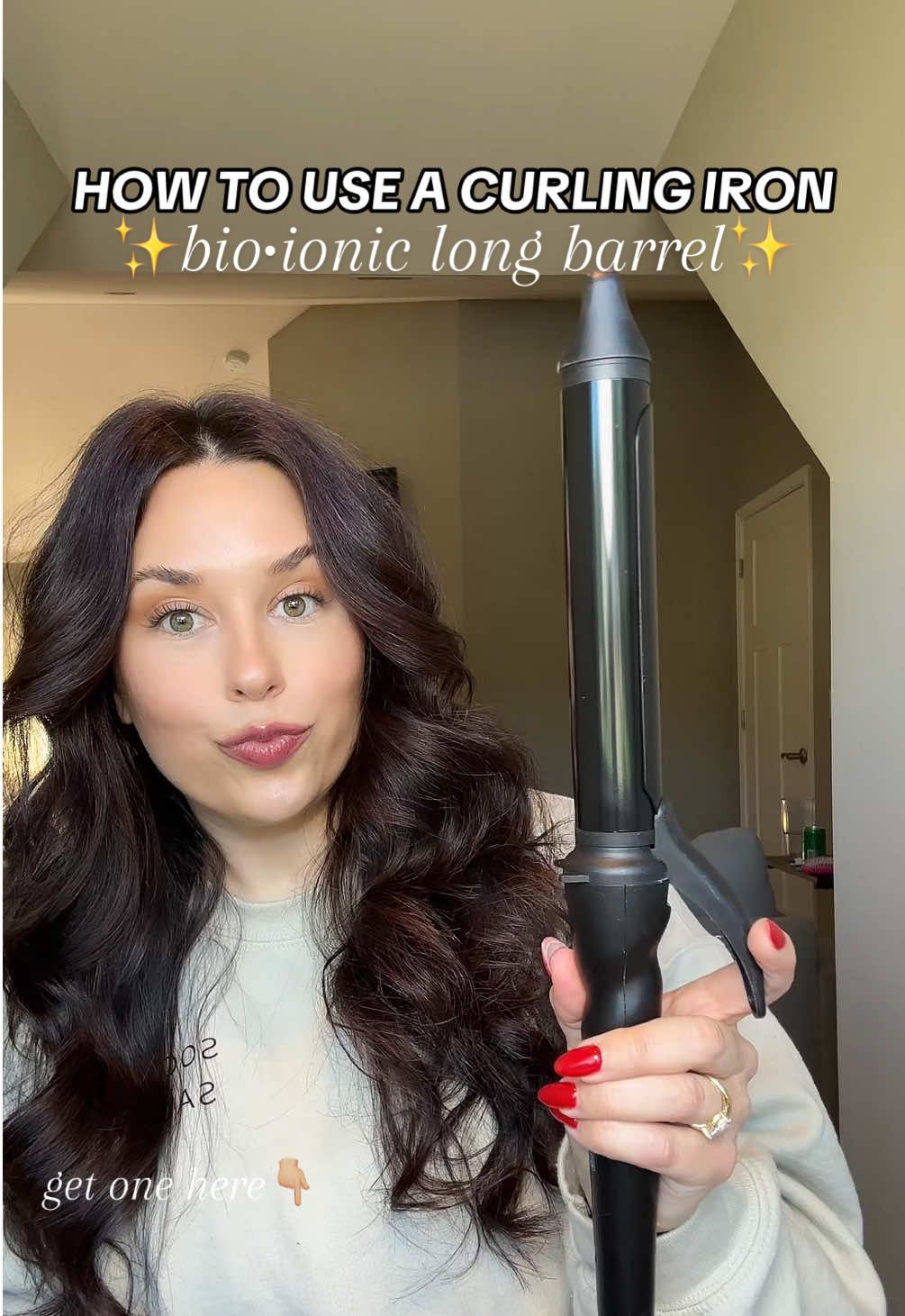 TikTok post by @megangad for Bio Ionic. Caption reads: [...] #bouncyhair #beachwaves @Bio Ionic.