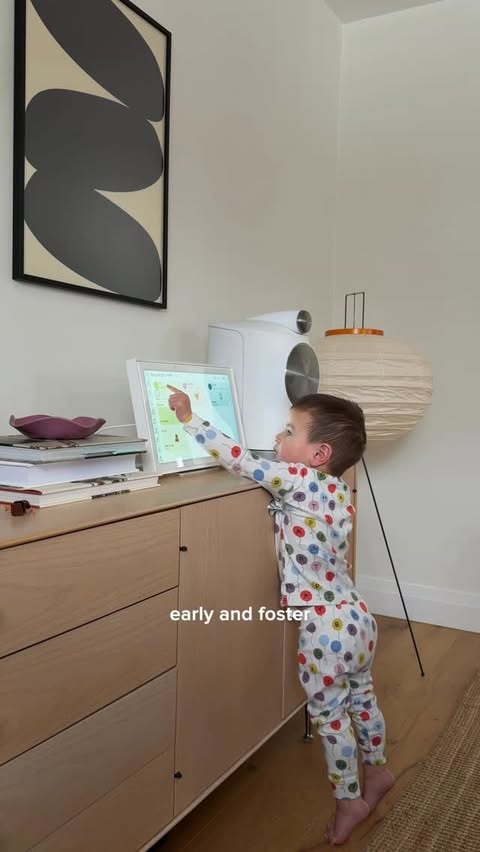 Instagram post by @sabrinastavenjord for Skylight Frame. Caption reads: Love that I have one place where I can house all....