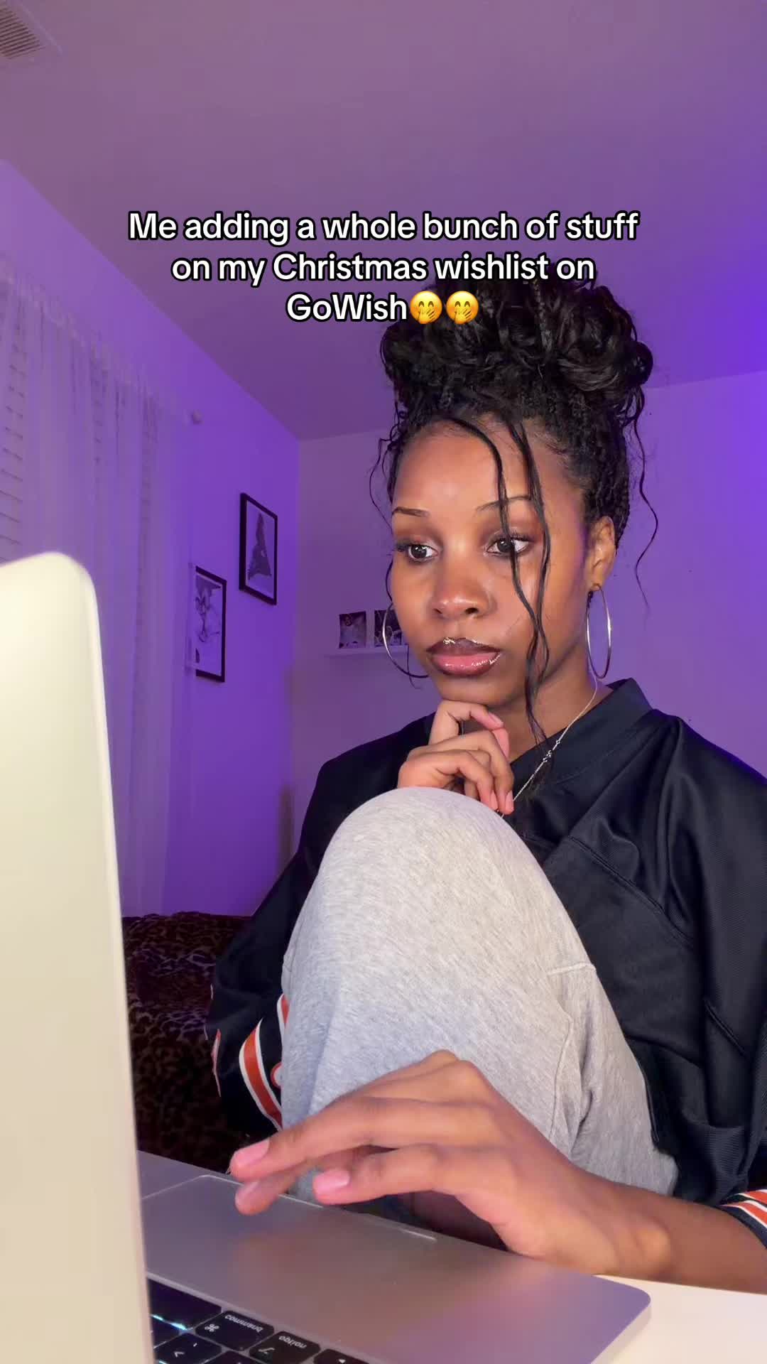TikTok post by @okayyy.tiara for GoWish. Caption reads: [...] WANT THAT!!!🎁🤭🤭 #christmas #wishlist....