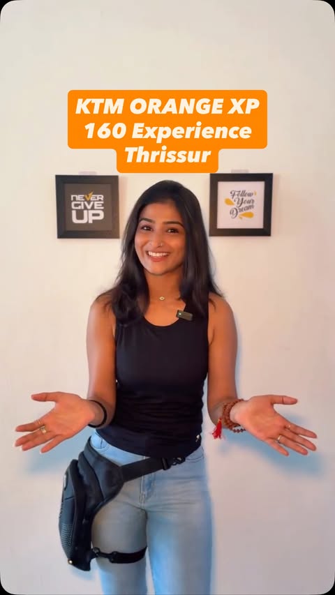 Instagram post by @chandraja_moongirl for KTM. Caption reads: KTM orangeXP 160 experience coming to [...].