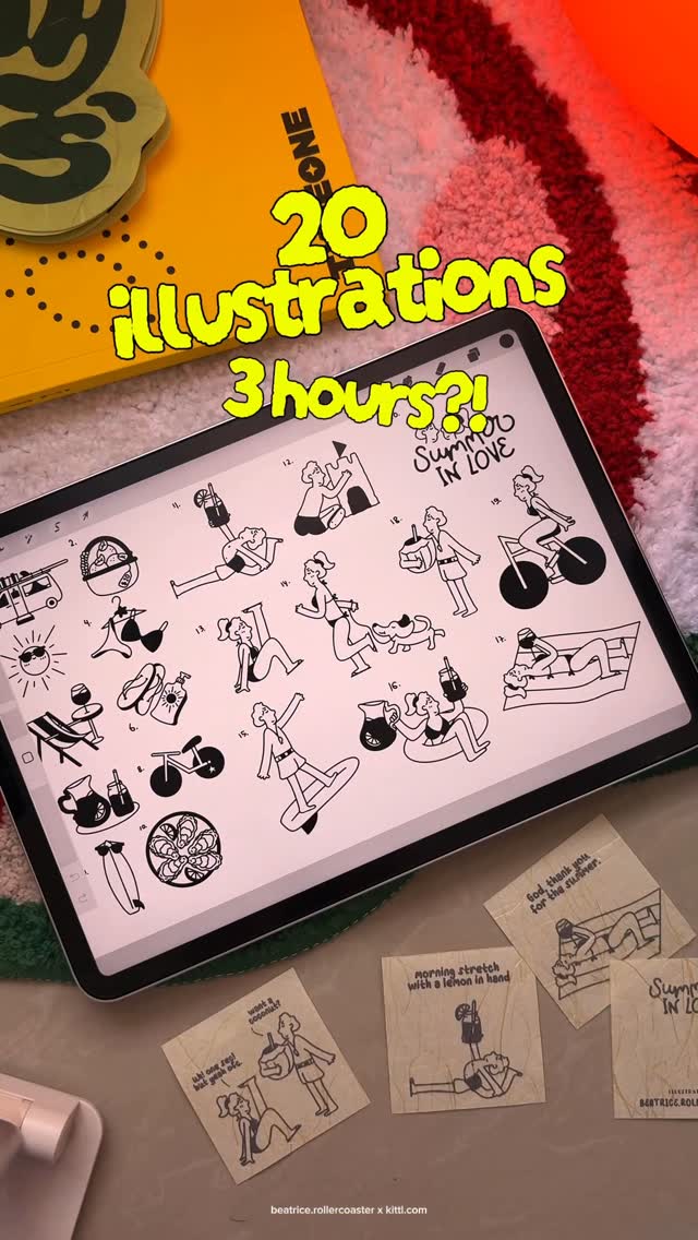 Instagram post by @beatrice.rollercoaster for Kittl. Caption reads: i made a template that you can find in kittl.com....