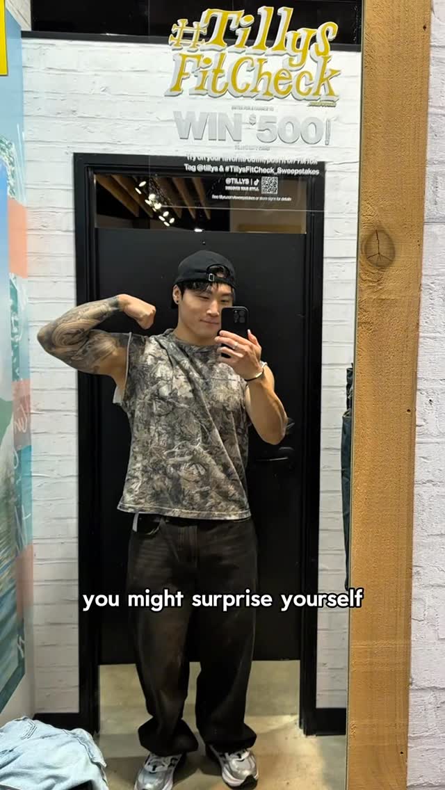 Instagram post by @thekoreanhulk for Tillys. Caption reads: Not gonna lie, @tillys has some fire fits 😌....