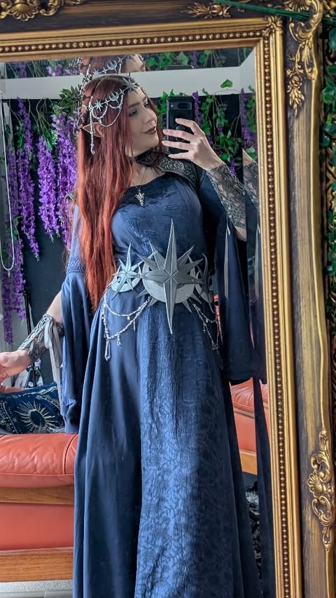 Instagram post by @thescarletthuntress for HolyClothing. Caption reads: I need to feel like a Moon Goddess with these kind....