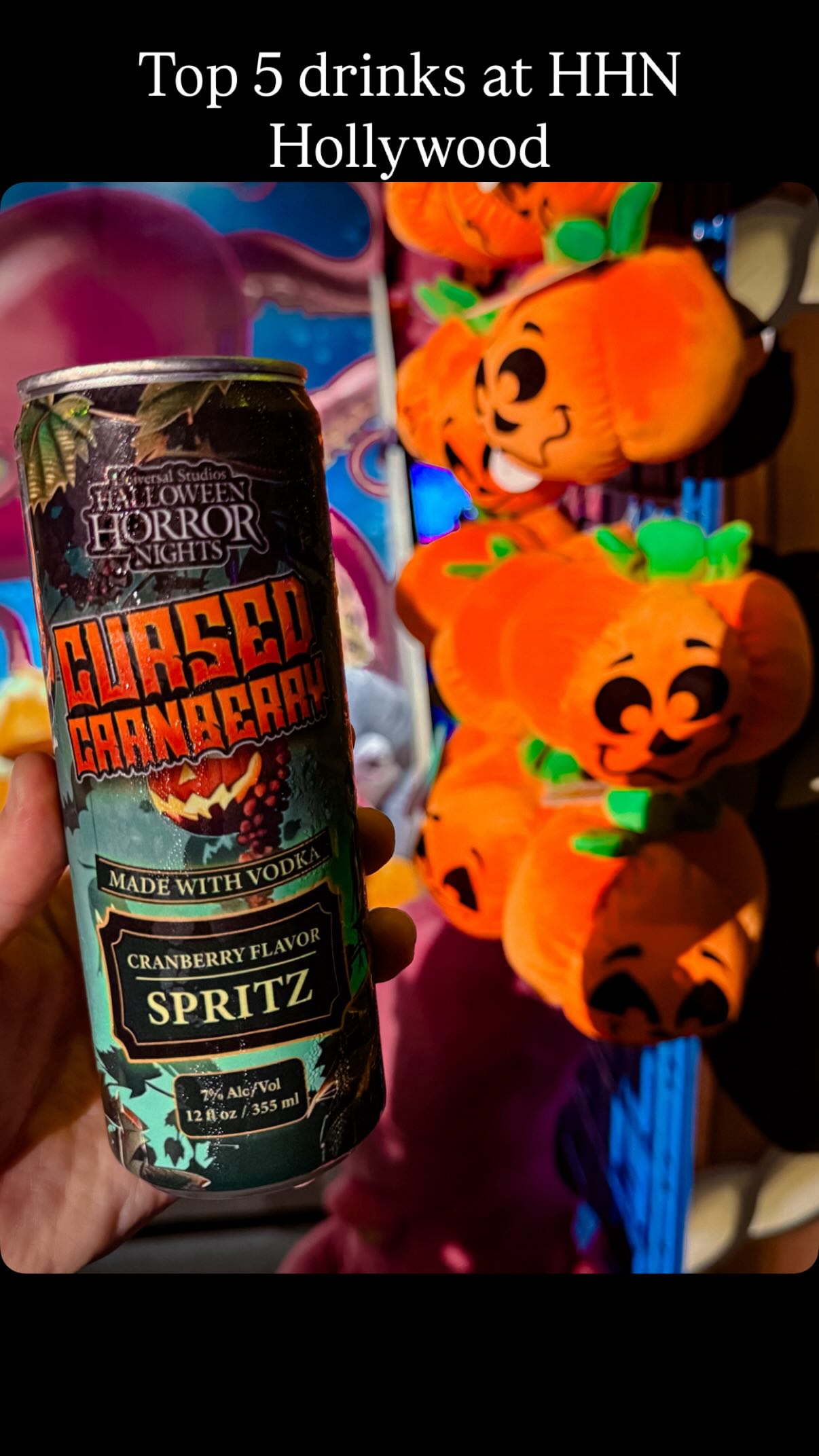 Instagram post by @misswizardingworld for Halloween Horror Nights. Caption reads: My favorite drinks from Halloween Horror Nights....