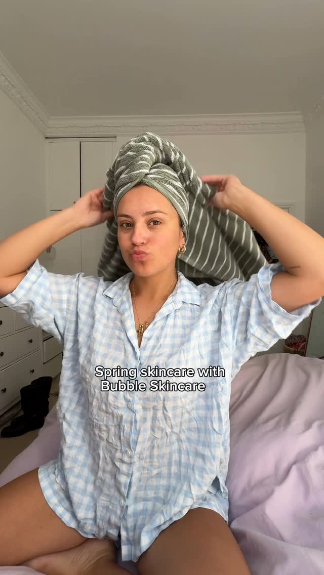 Instagram post by @oliviagraceherring for hellobubble.com. Caption reads: Spring skin with @Bubble Skincare 🫧🌷✨ I’m trying....