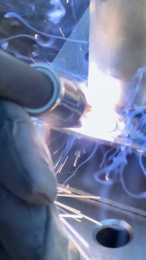 Instagram post by @bhoodfab for Lincoln Electric. Caption reads: I am really liking the spool gun option with the....