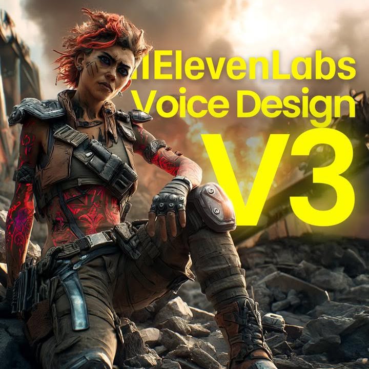 Instagram post by @rourke for ElevenLabs. Caption reads: How to create custom voices, using AI!....