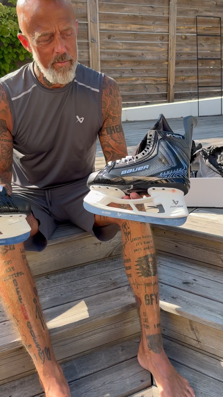 Instagram post by @db_hockey_factory for BAUER Hockey. Caption reads: Christmas Eve in July....