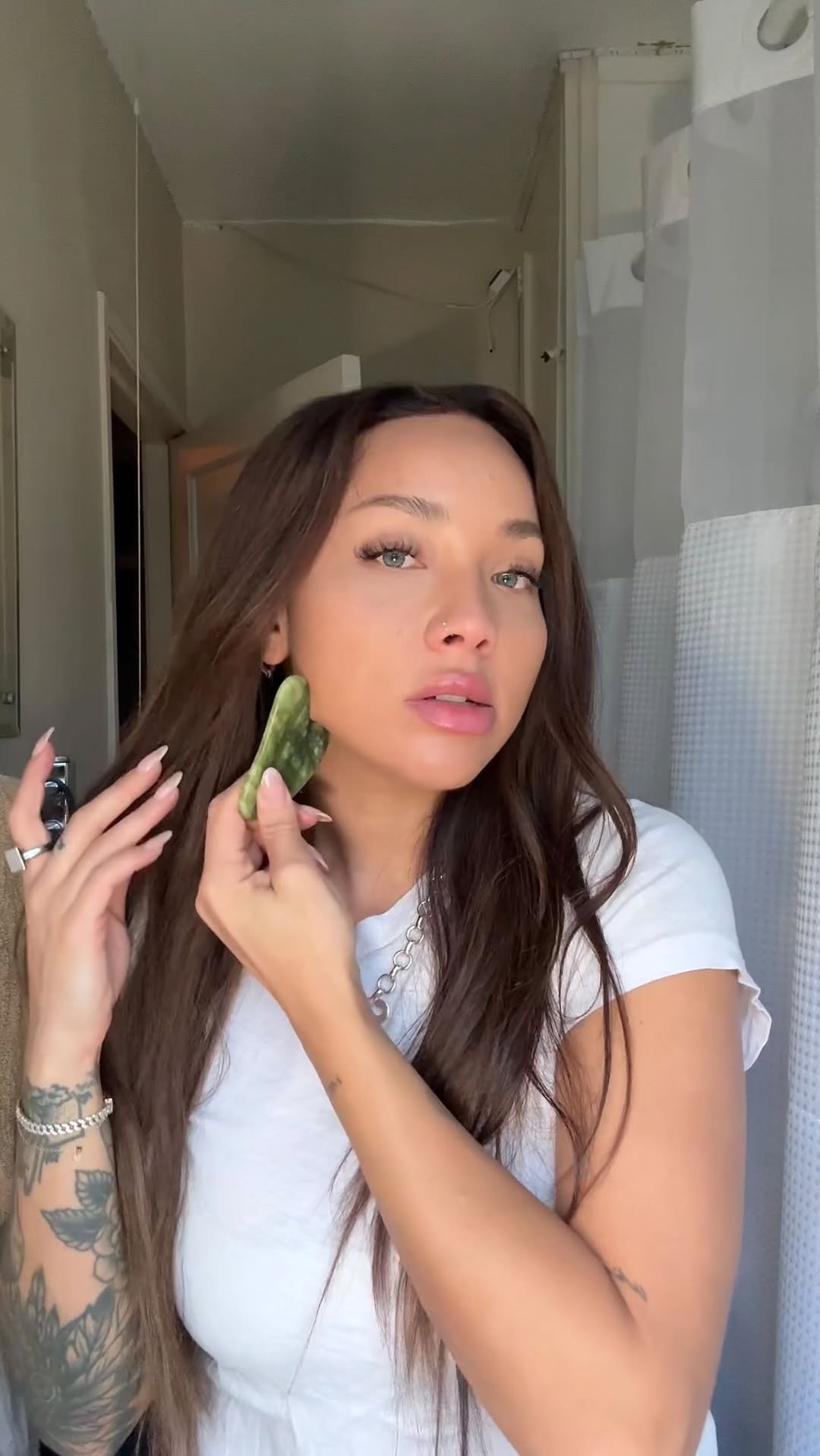 Instagram post by @sammimaria for Dermatica. Caption reads: Give me all of the tools, lotions & potions....