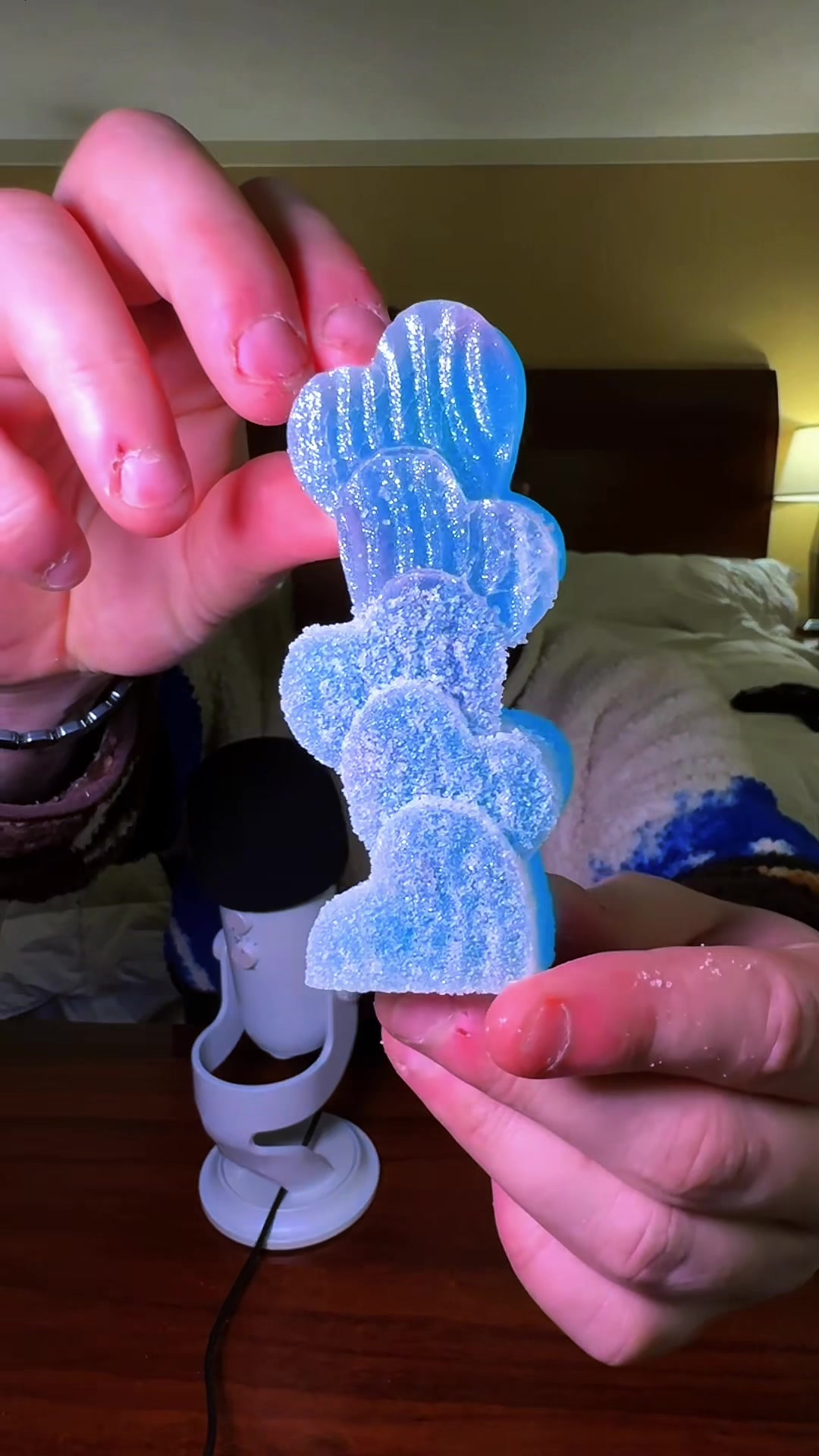 TikTok post by @staseatsstuff for Silky Gem. Caption reads: Edible Crystal | ASMR @Silky Gem Crystal Candy....