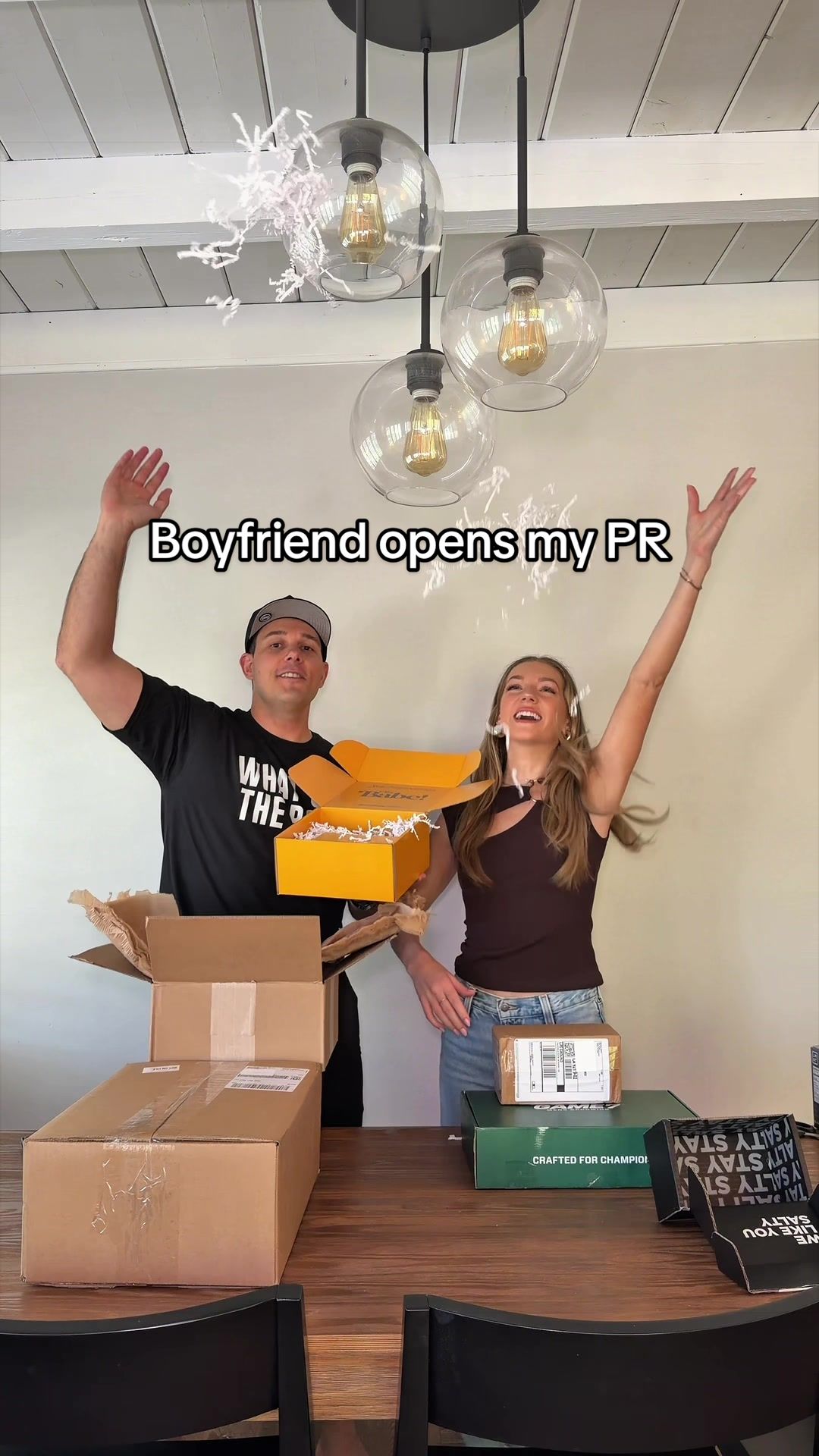 TikTok post by @taylorherrera111 for Emi Jay. Caption reads: [...] #boyfriend #prhaul @Kopari Beauty @Emi Jay....