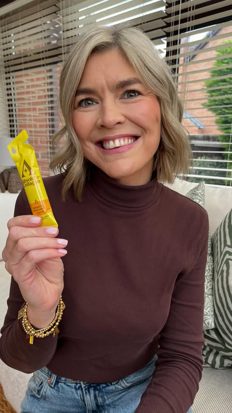 Instagram post by an influencer for Absolute Collagen. Caption reads: [...] taking my daily dose of @absolutecollagen 💛....
