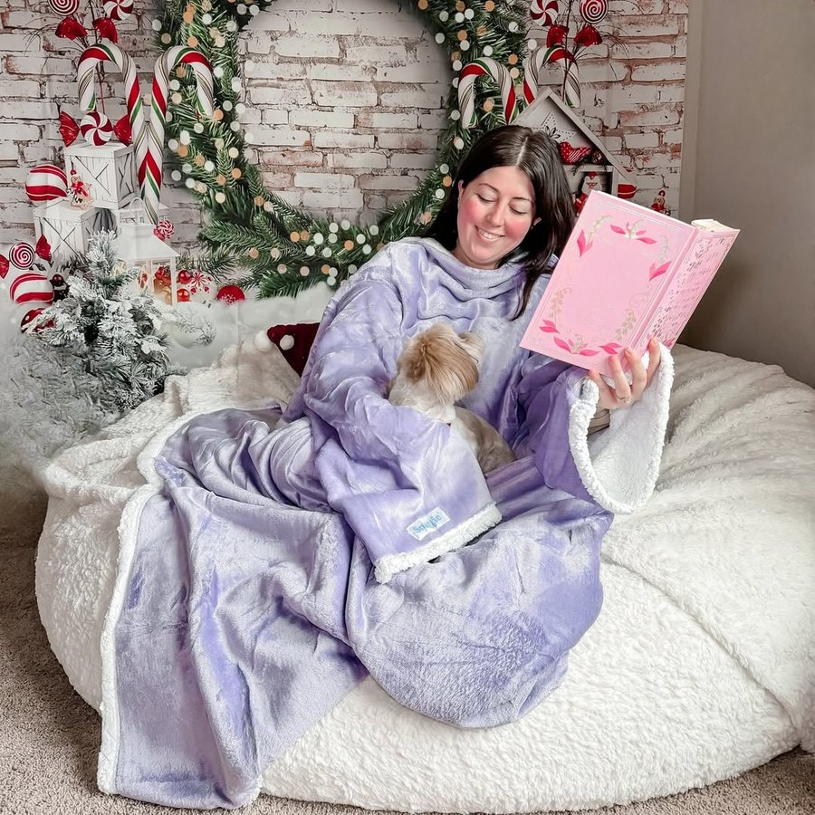 Instagram post by @jayqfields for Snuggie. Caption reads: #ad It is National Snuggie Week! ✨ I will be....