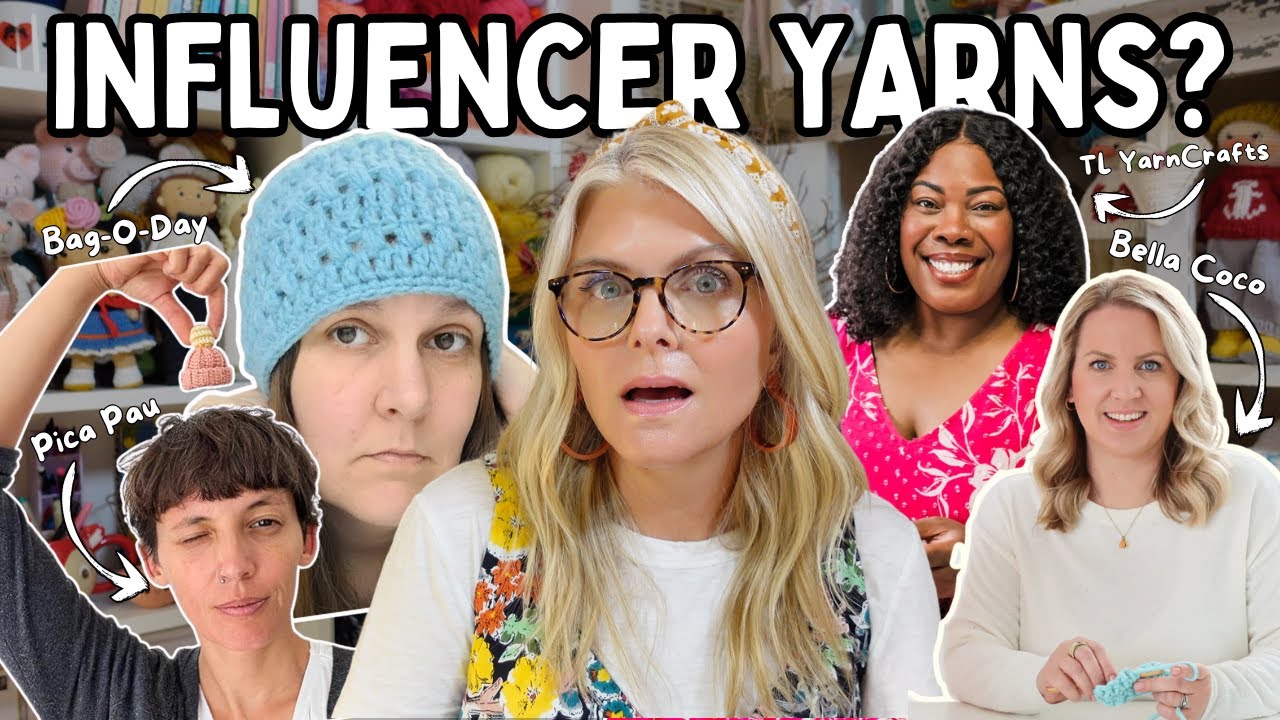 YouTube post by @EliseRoseCrochet for Squarespace. Caption reads: I Tried Crochet Influencer Yarns: Worth It or JUST....