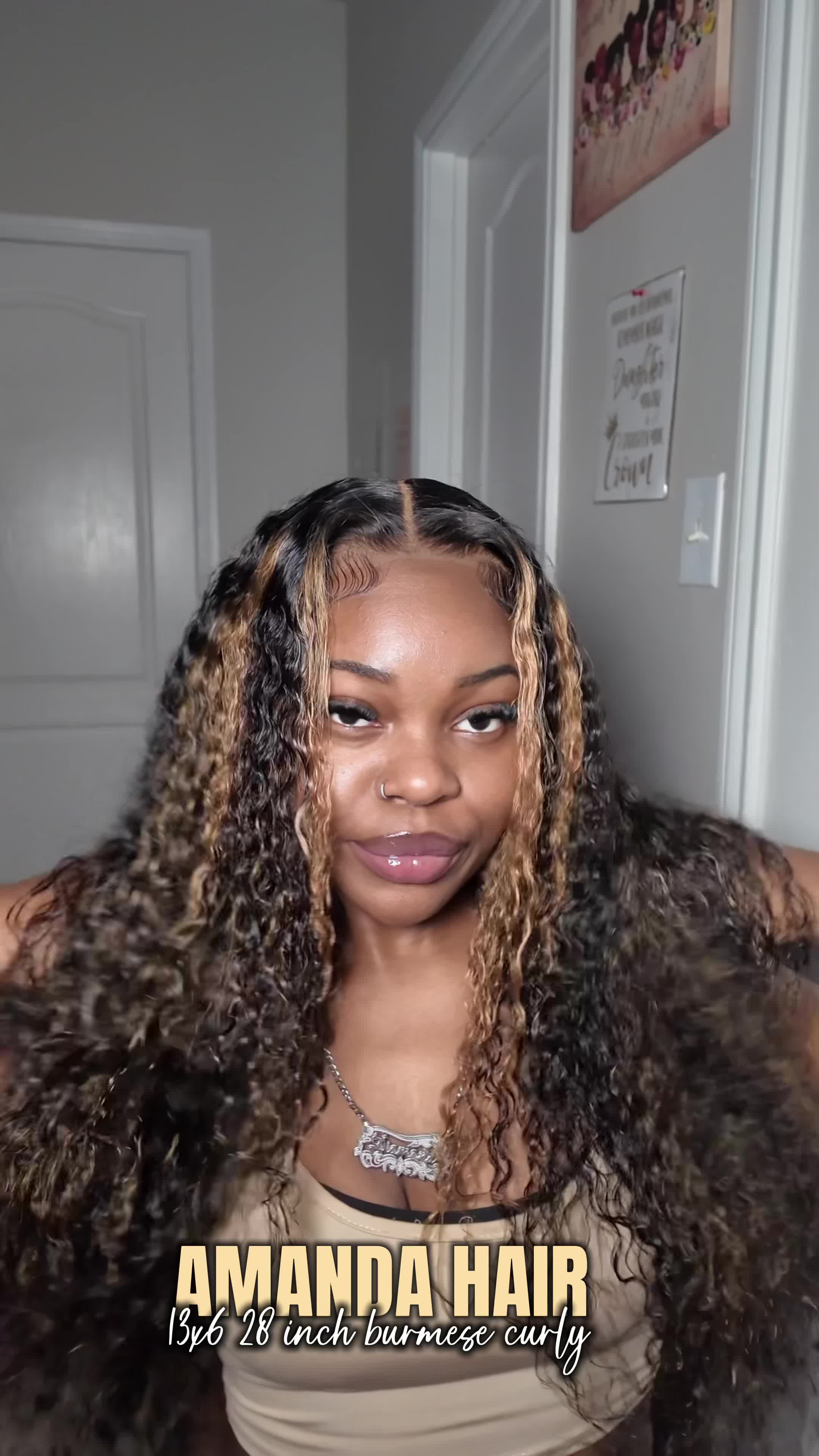 TikTok post by @justmedia._ for Amanda Hair. Caption reads: @amandahair this wig is so cute! [...].