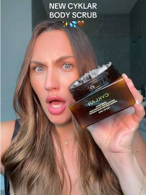 TikTok post by @daniellamagee for Cyklar. Caption reads: NEW @CYKLAR body scrub that transforms into an....