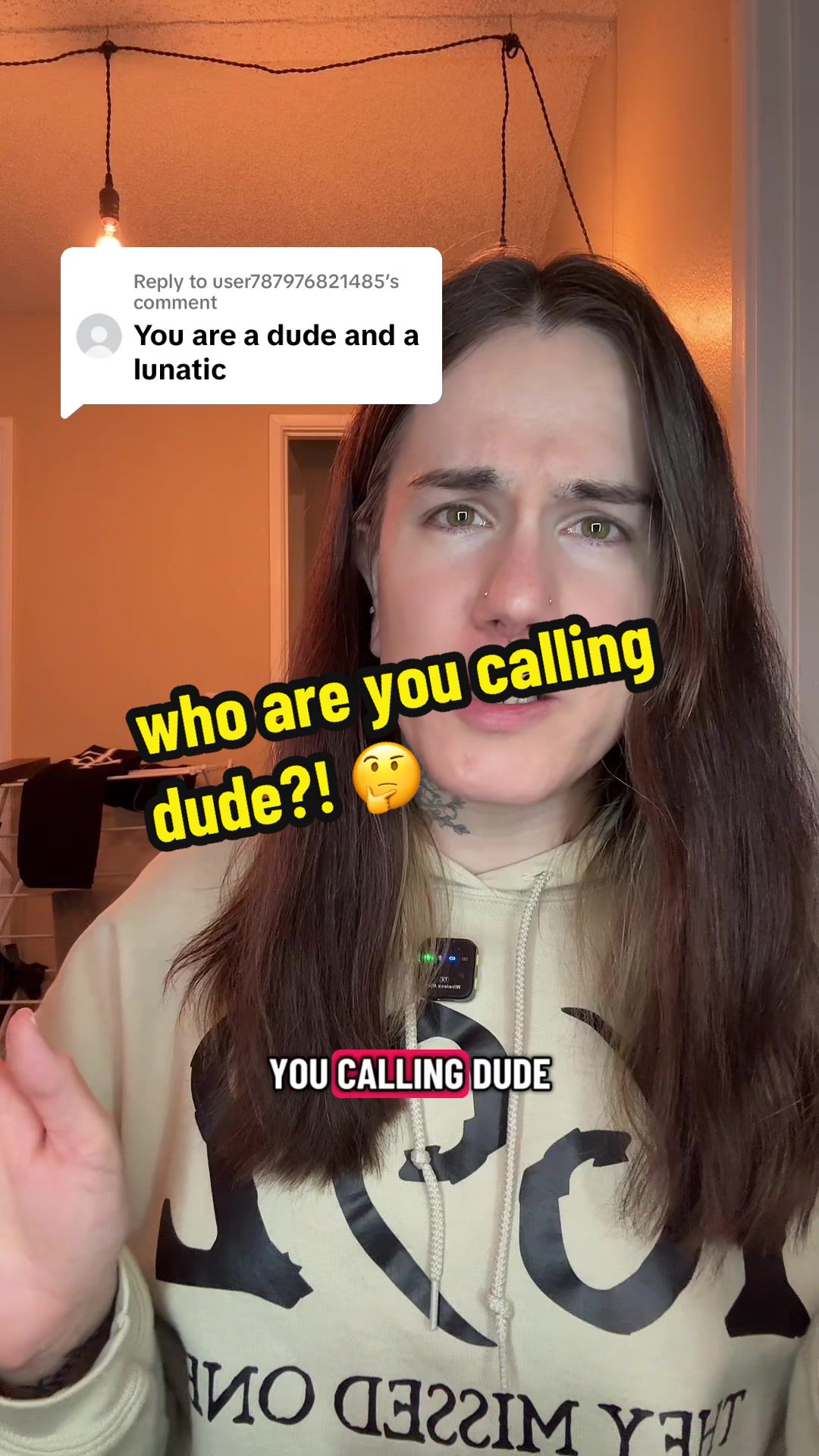 TikTok post by @beautyintheblasphemy for LookHUMAN. Caption reads: [...] who are you calling dude? 🤔 @LookHUMAN....