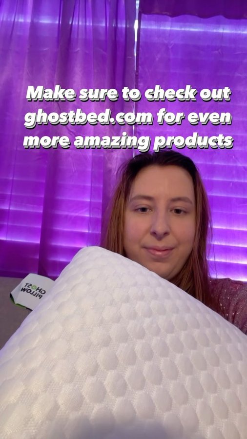 Instagram post by @jenfrommb for GhostBed. Caption reads: I love my new gel memory foam pillow by @ghostbed....