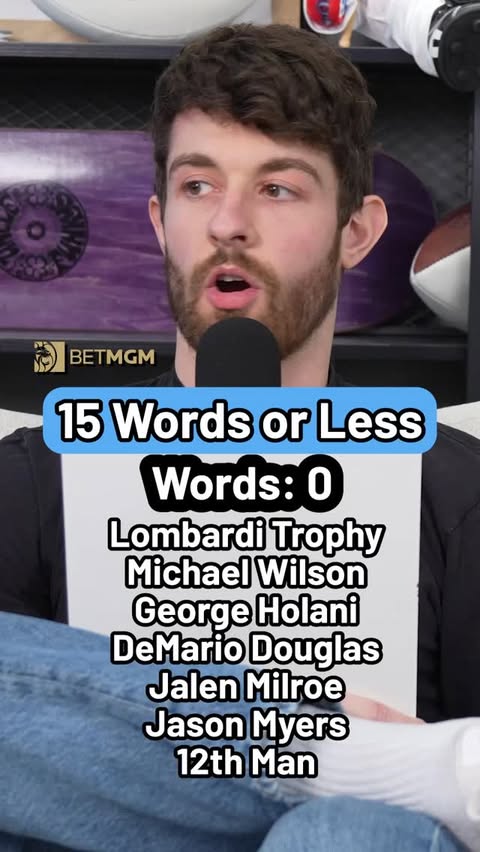 Instagram post by @bdgetrivia for BetMGM. Caption reads: 15 Words or Less.