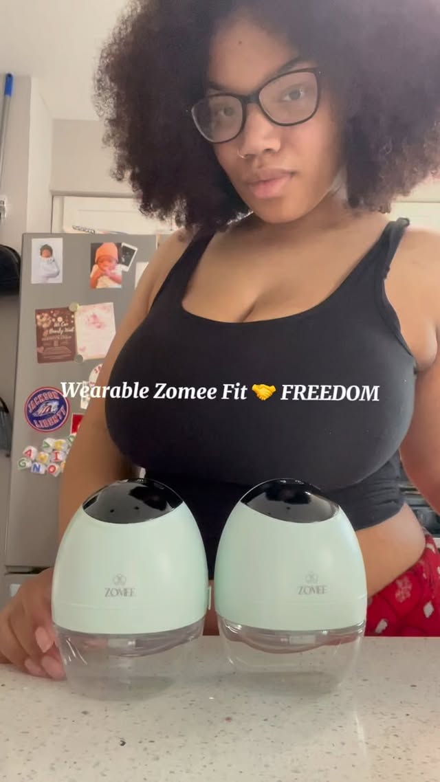 Instagram post by @thedestinyjade for Zomee. Caption reads: Unboxing & Reviewing the wearbale zomee fit pump....