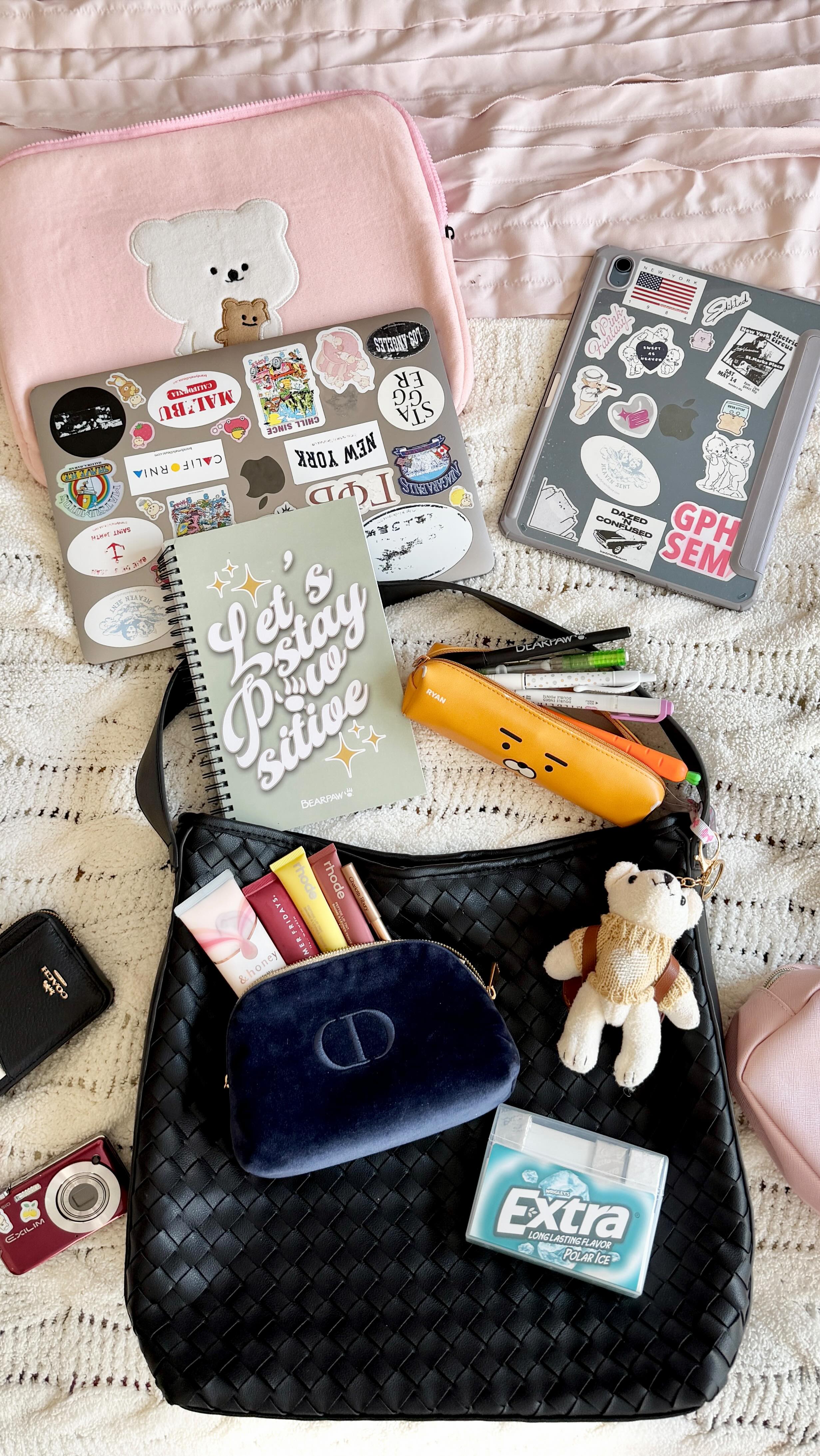 Instagram post by @viviandinhnguyen for BEARPAW. Caption reads: What’s in my school bag ft. the cutest....