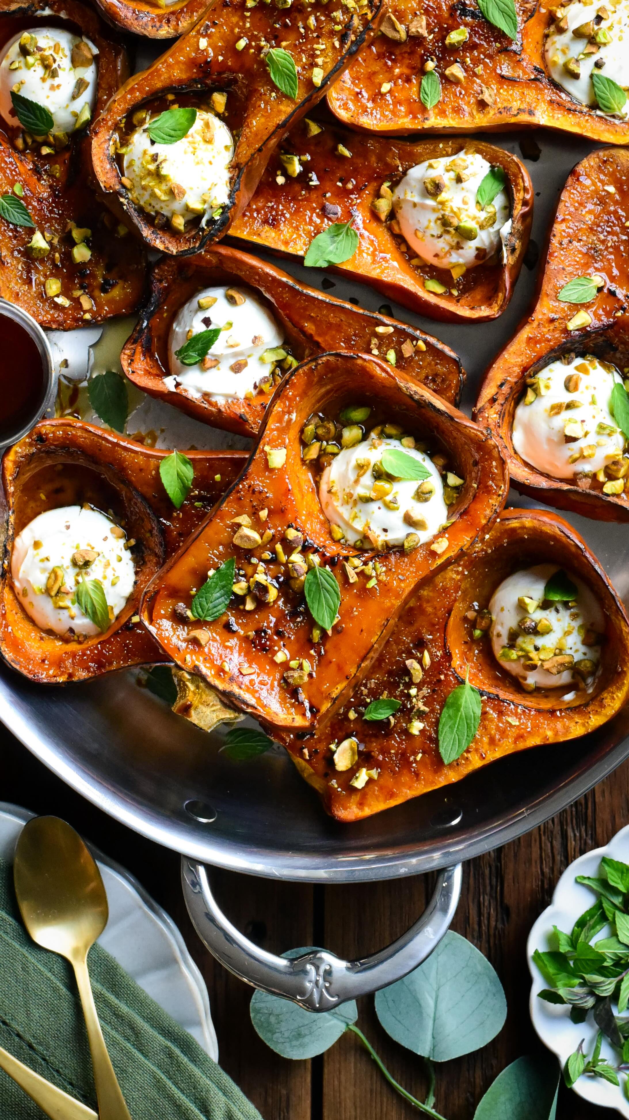 Instagram post by @zimmysnook for Hestan Culinary. Caption reads: Cardamom–Vanilla Brûléed Honeynut Squash

Comment....