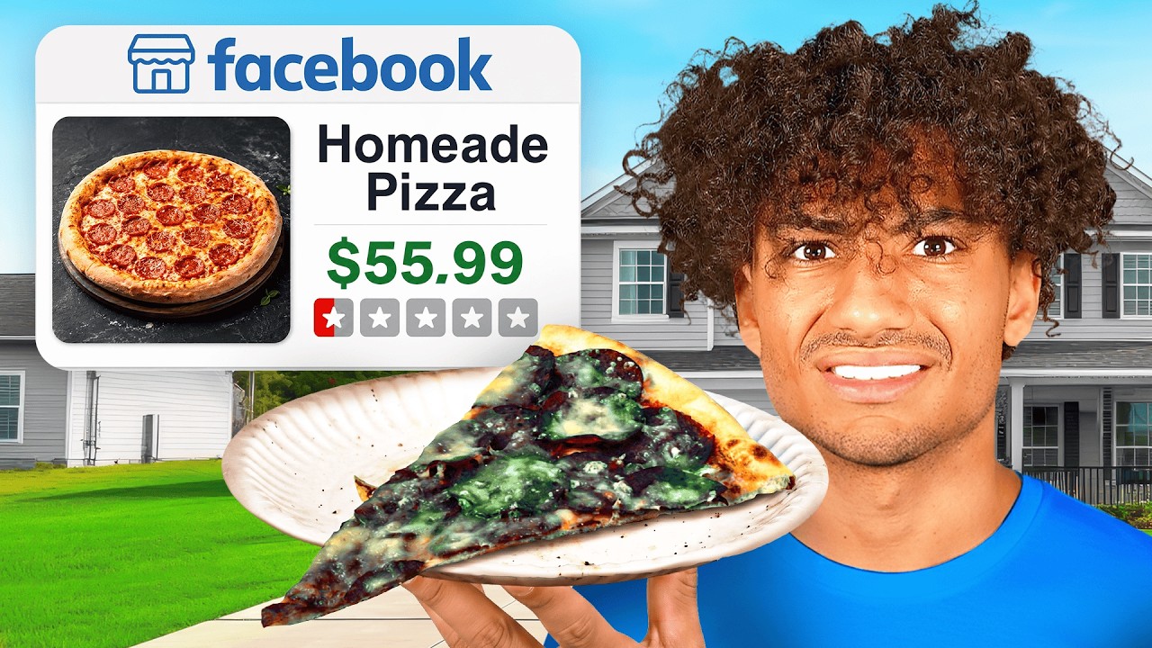 YouTube post by @foltynOfficial for Click Discount. Caption reads: I Tried Facebook Marketplace Food For 24 Hours...