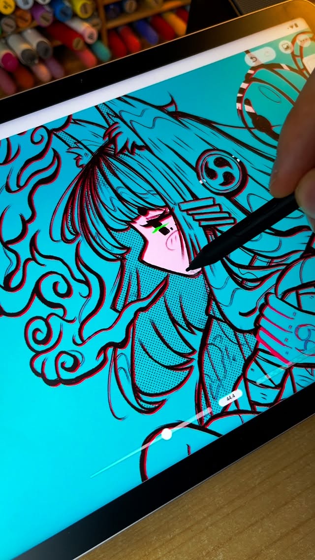 Instagram post by @chip.illus for Wacom. Caption reads: Drawing with the MovinkPad by @wacom ⭐️
.
A....