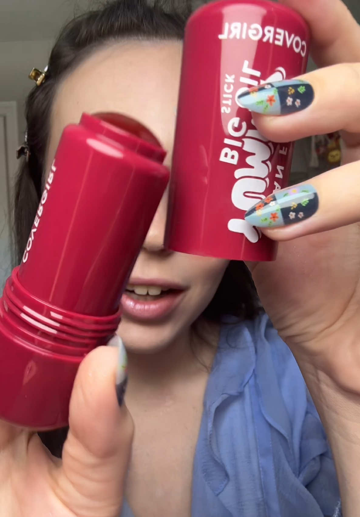 TikTok post by @shopswithsteph for COVERGIRL. Caption reads: GIANT BERRY OIL @COVERGIRL #summervibes [...].