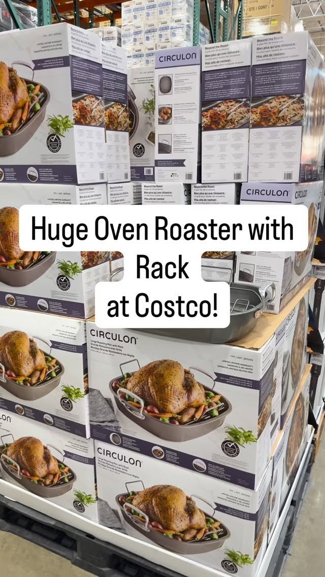 Instagram post by @costcohotfinds for Circulon. Caption reads: [...] is big enough to hold a 24lb turkey!....