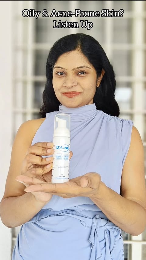 Instagram post by @shalu.ishi for D'Acne by Glenmark. Caption reads: D' Acne Foaming Facewash to reduce acne visibly....