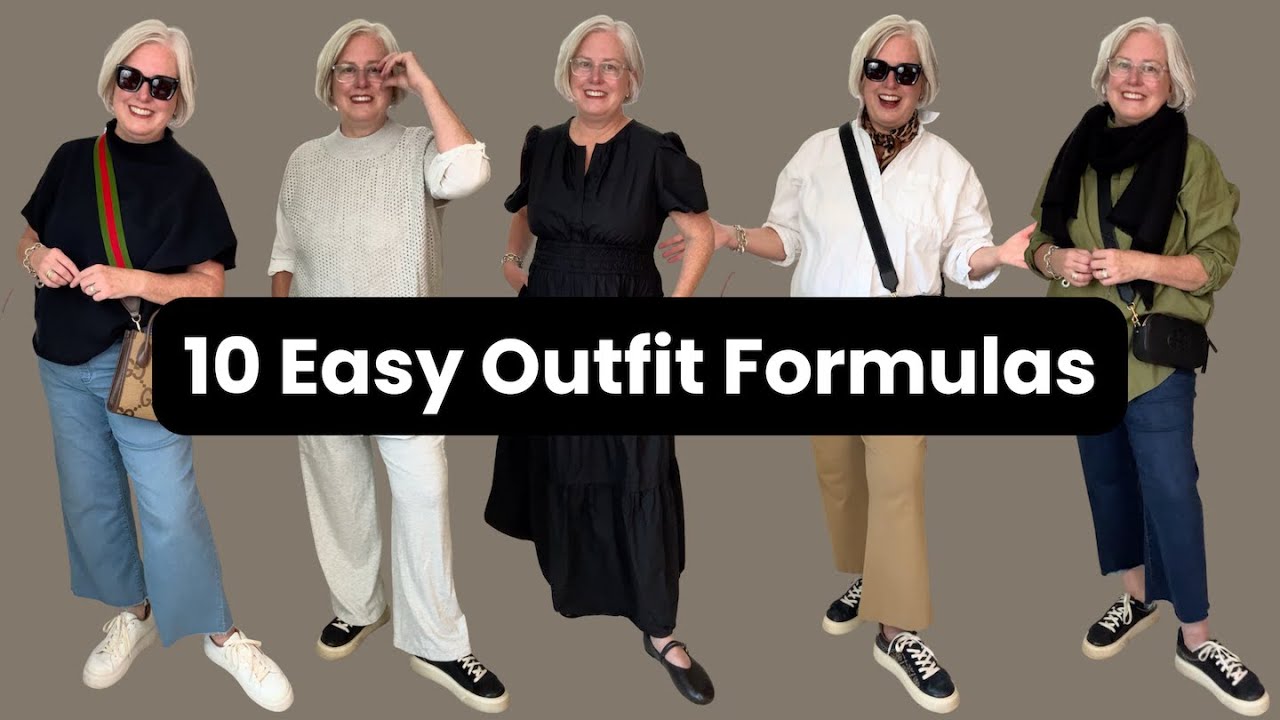 YouTube post by @shoppingonchampagne for 7or9. Caption reads: 10 Outfit Formulas to Stay Stylish Without....