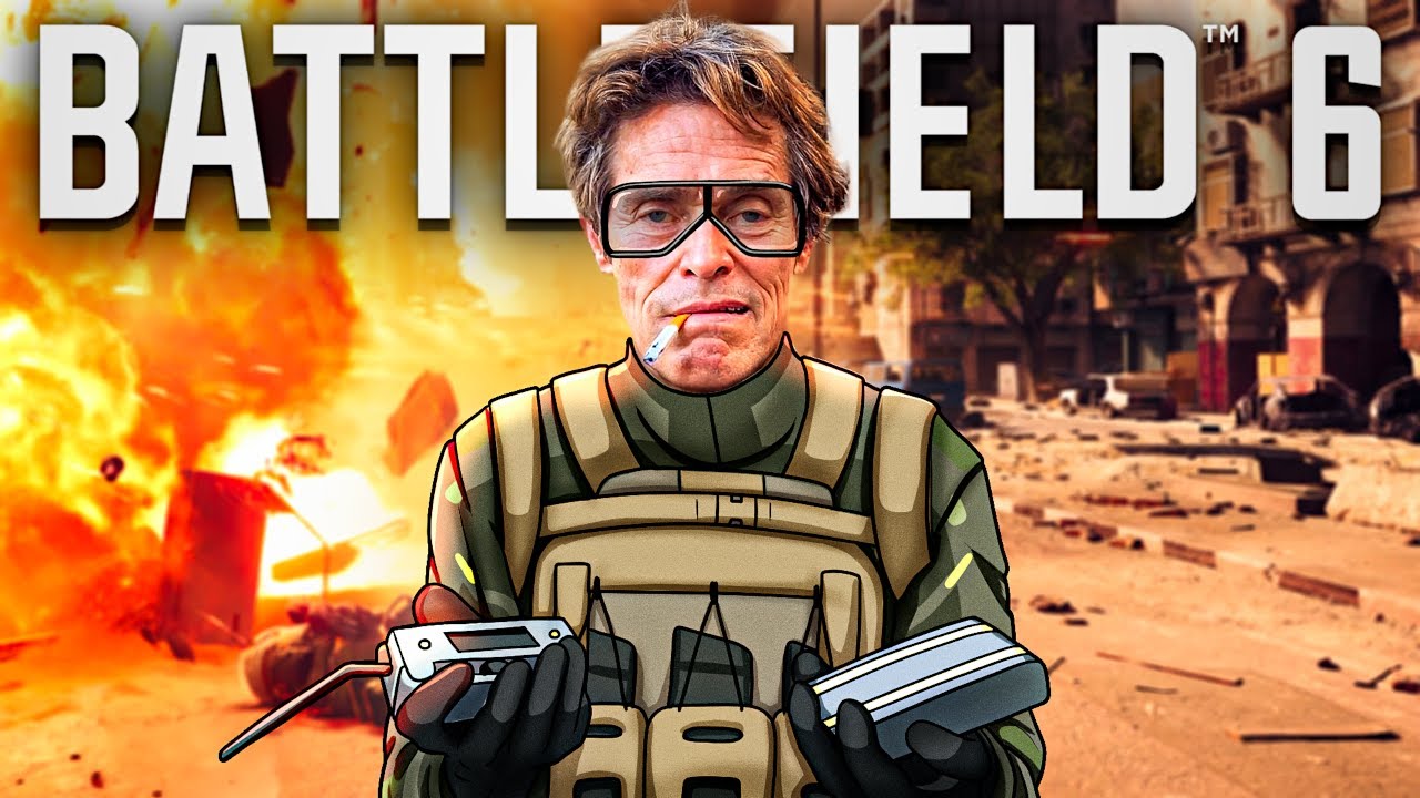 YouTube post by @SirDimetrious for SCUF Gaming. Caption reads: Battlefield 6 got me hyped to get drafted for WW3.