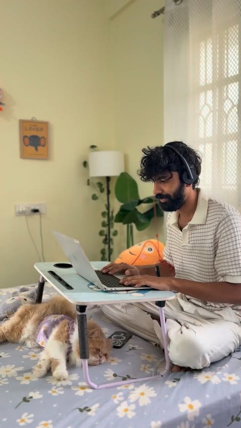 Instagram post by @charan__life for Atomberg Technologies. Caption reads: A little upgrade for everyday comfort. 🌬️✨ Meet....