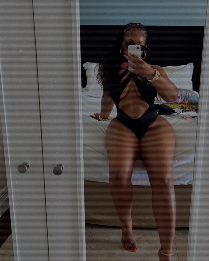 Instagram post by @the_fiercest87 for Icon Swim. Caption reads: [...] ☀️🌴⛱️🕶️👙🥥🌊🍉 Bathing Suit👙👉🏾....