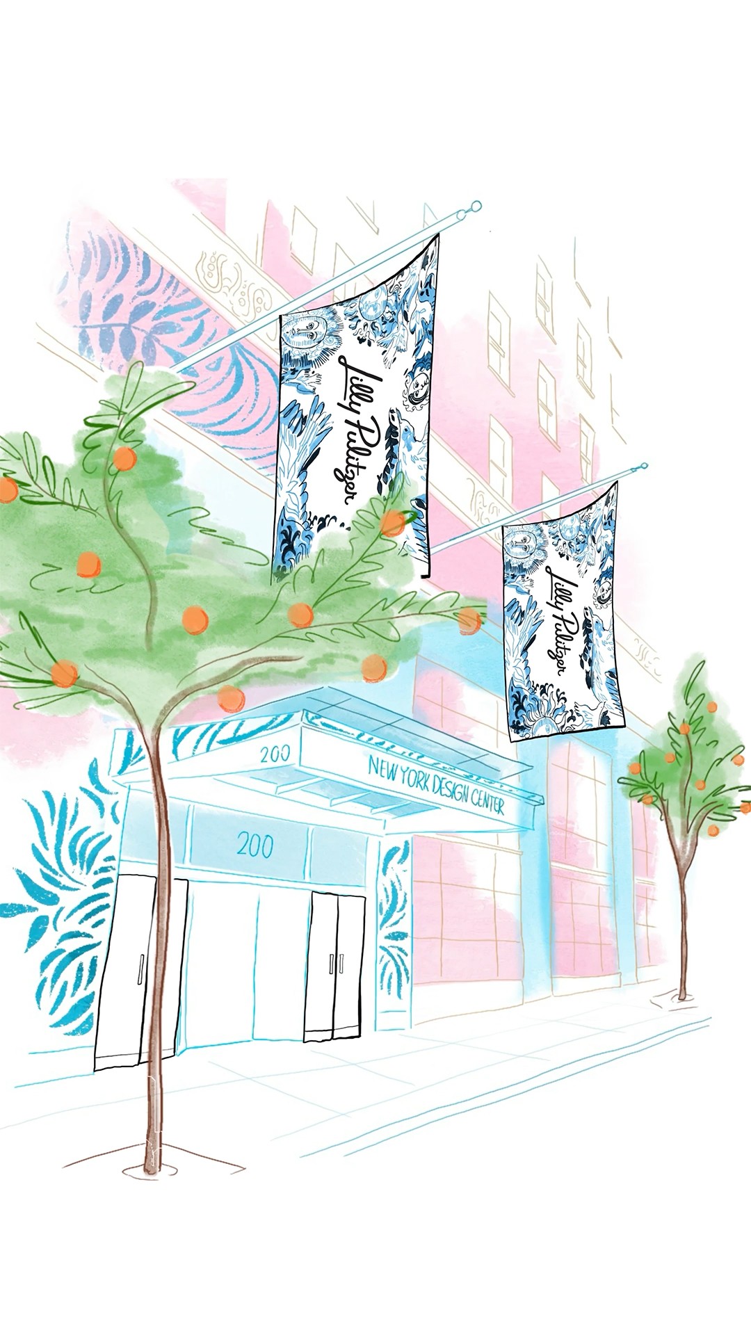 Instagram post by @nydc for Lilly Pulitzer. Caption reads: Step inside Lilly x NYFW: 🌴 To kick off NYFW,....